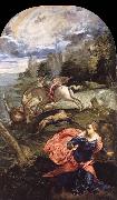 TINTORETTO, Jacopo, Saint George,The Princess and the Dragon